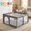 Dekko Baby Playpen 150x180cm Play Mat with 50 Ocean Balls 65cm Safe Height Grey