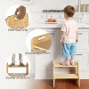 Levede Bamboo Step Stool with Handle Shelf Footstool Bathroom Kitchen Bed 220Lbs