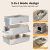 Skylos Stainless Steel Cats Litter Box Hooded High Enclosed Large Kitty Toilet