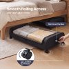 Levede Under Bed Storage Boxes with Lids, 46L x2, Rolling, Black, Oxford
