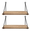 Levede Solid Floating Shelves Wall Mounted Hanging Shelf Set of 2 Rustic 40cm