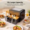 Spector 12L Dual Zone Air Fryer 2600W Oil Free Oven Cooker Touch Control Black