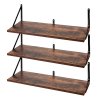 Levede Floating Shelves Wall Wood Rustic with Brackets Vintage Brown Set of 3