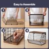 Toque Fruit Snack Storage Basket 2PCS Stackable Wall Mounted Kitchen Wood Lid