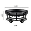 Emitto Ceiling Lights E27 Metal Cage Adjustable Heads Kitchen Fixture Black