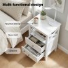 Levede Bedside Table Wood Nightstand Cabinet 2 Storage Drawers Open Shelf White
