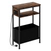 Slim Side Table with Charging Station Storage Narrow End Table Sofa Living Room