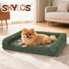Pet Bed Orthopedic Small Dog Washable Waterproof Corduroy Wear Resistant Green