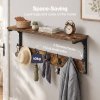 Levede Coat Rack Wall Mounted Shelf 7 Hooks Heavy Duty Entryway Storage Brown
