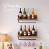 Levede Wall Wine Rack With Glass Holder Floating Wine Shelf Home Bar Storage 2PC