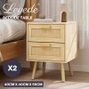 Levede Bedside Table Rattan 2 Pack Drawers Nightstand End Table Bedroom Bamboo