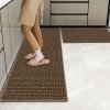 Marlow Kitchen Mat 2PCS Non Slip Woven Rubber Floor Mat Absorbent Runner Brown