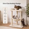 Skylos Cat Tree Tower Bed with Hammock Ball Scratching Post Large Perch Beige