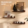 Levede Wall Shelves Set of 3 Floating Shelves High Edges For Living Room Brown
