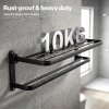 Levede Towel Holder with 2 Bars Wall Mounted No Drill Bathroom Shelf Black