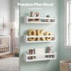 Levede Nursery Book Shelves Kids Wall Floating Shelf White Solid Wood 3 Pack