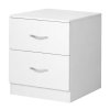 Levede Bedside Table With 2 Drawer Metal Handles Runners White Bedroom Cabinet