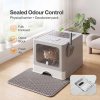 Skylos Cat Litter Box Stainless Steel Enclosed Drawer Odor Control Foldable Grey