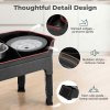 Skylos Raised Dog Bowl 4-Height Adjustable Feeding Station Full Set 1600ml Black