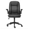 Ergonomic Office Computer Chair PU Leather Swivel Recliner with Flip-Up Armrests