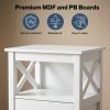 Levede Bedside Table Wood Nightstand Cabinet 2 Storage Drawers Open Shelf White