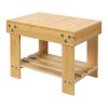 Levede Bamboo Stool Footrest Bathroom 2-Tier Shower Stool Bench Shoe Rack Seat