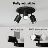 EMITTO 3-Way Spotlight Ceiling Light Adjustable GU10 Modern Black Round Base