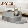 Skylos Stainless Steel Cat Litter Box Semi-Enclosed Easy Cleaning Pet Toilet