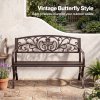 Levede Garden Bench,Butterfly Cast Iron Outdoor Bench,300kg Metal,Bronze