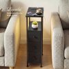 Levede Slim Bedside Table with Charging Station 3 Drawers for Bedroom Black