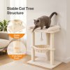 Skylos Cat Tree Tower Bed with Hammock Ball Scratching Post Large Perch Beige