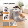 Skylos Cat Litter Box Stainless Steel Enclosed Drawer Odor Control Foldable Grey