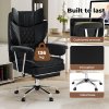Levede Office Desk Chair Big and Tall for Heavy People with Footrest PU Black