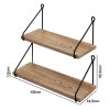 Levede Solid Floating Shelves Wall Mounted Hanging Shelf Set of 2 Rustic 40cm
