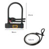 Bike Lock Combination, D Lock with Cable, 4 Digit Alloy Steel, Black Orange