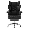 Levede Office Desk Chair Big and Tall for Heavy People with Footrest PU Black