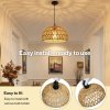 Emitto Rustic Ceiling Pendant Light Shade Hemp Rope Lamp Shade Boho Yellow 23cm