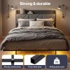 Levede Floating Bed Frame Double LED Lights Upholstered USB Storage Headboard