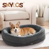 Skylos Orthopedic Plush Dog Bed Soft Washable Pet Bed Grey Cosy Cushion L Size