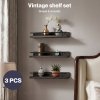 Levede Floating Shelves Set of 3 Wooden Wall Mounted Shelves Storage Black