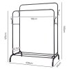 Levede Clothes Rail Heavy Duty 2 Rods Carbon Steel Rack with Shelf Bedroom Black