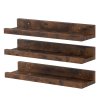 Levede Wall Shelves Set of 3 Floating Shelves High Edges For Living Room Brown