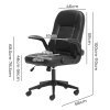 Ergonomic Office Computer Chair PU Leather Swivel Recliner with Flip-Up Armrests
