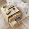 Levede Bedside Table Rattan 2 Pack Drawers Nightstand End Table Bedroom Bamboo