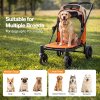 Skylos Dog Pram Stroller Foldable Pet Pushchair with Brake Suspension Orange