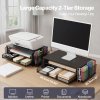 Levede Monitor Riser Desk Organiser with Drawer Metal Monitor Stand Black