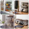 Toque Fruit Snack Storage Basket 2PCS Stackable Wall Mounted Kitchen Wood Lid