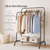Levede Clothes Rail Heavy Duty 2 Rods Carbon Steel Rack with Shelf Bedroom Black