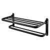 Levede Towel Holder with 2 Bars Wall Mounted No Drill Bathroom Shelf Black