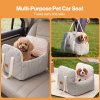 Skylos Dog Car Seat Safe Booster Bed Small Pets Travel Carrier Washable Beige